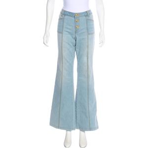 RACHEL ZOE Mid-Rise Wide-Leg Flare Lt Blue Button-up Denim Jeans Size: L | US 31